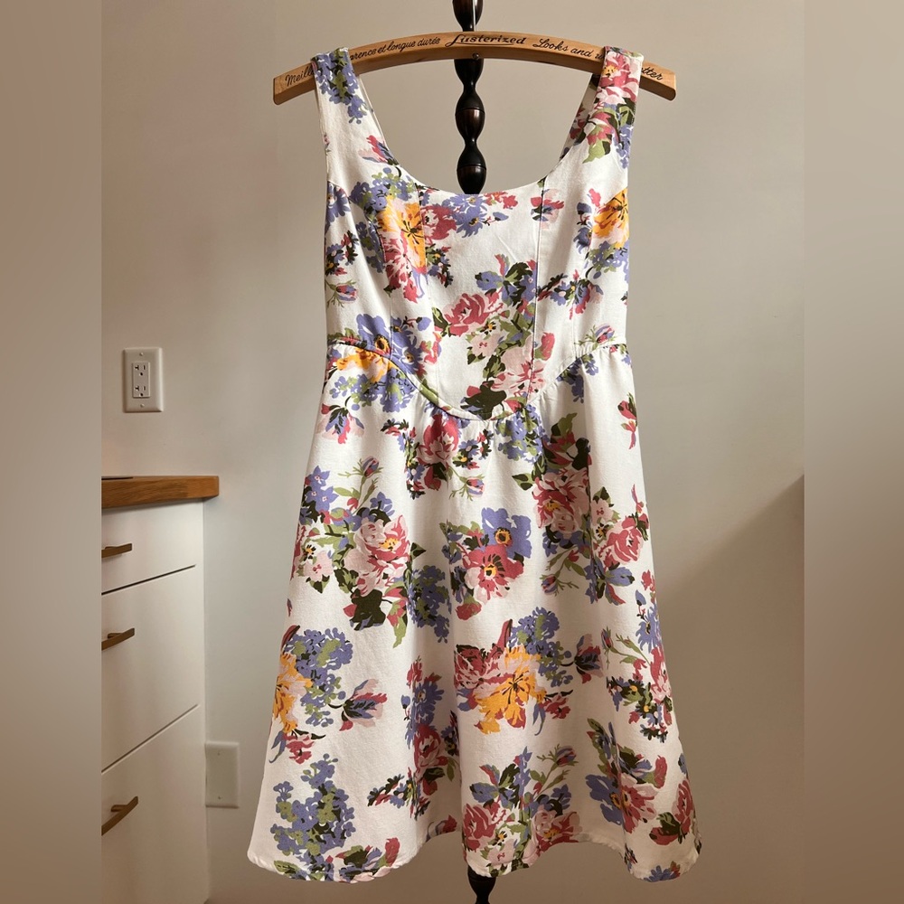 Sincerely Jules Floral Dress with White and Green Accents